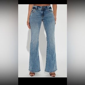 Mid rise Flare acid wash blue Jeans